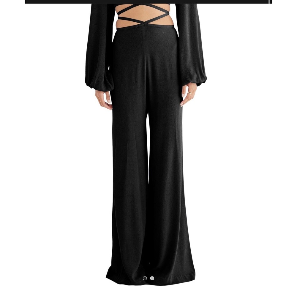 Rumer Kenya Wrap Pant Black High Waisted Wide Leg XL‎ New